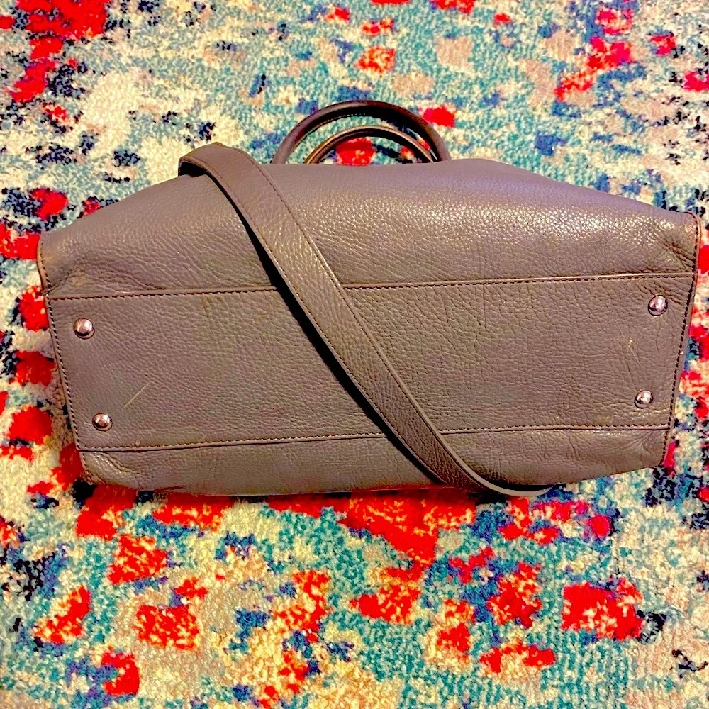 Michael Kors Medium Gray Pebbled Leather Hamilton Handbag 10” x 15”